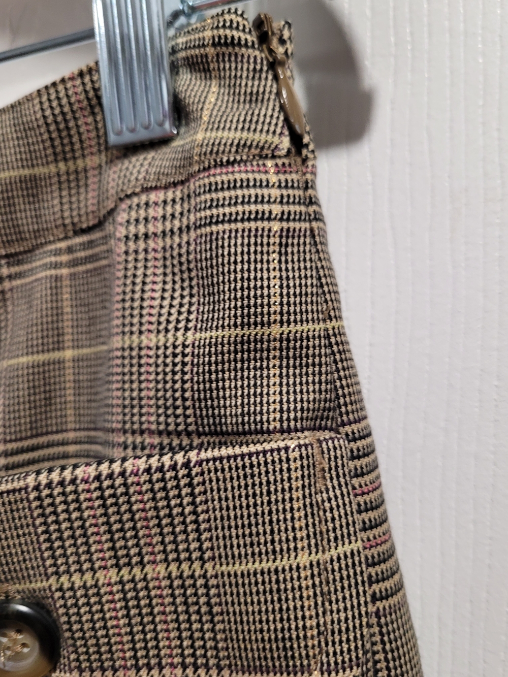 Weekend Max Mara Brown Plaid Pleated Midi Skirt Size 10 - Picture 6 of 11